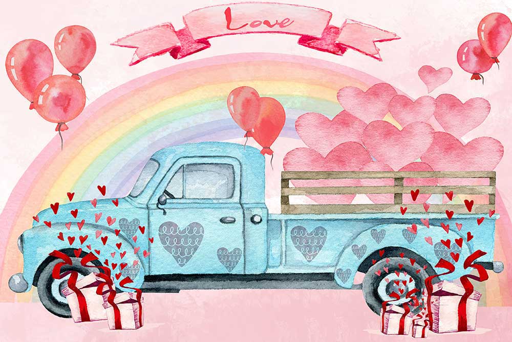 Kate Valentine's Day Love Truck Backdrop Designed by GQ