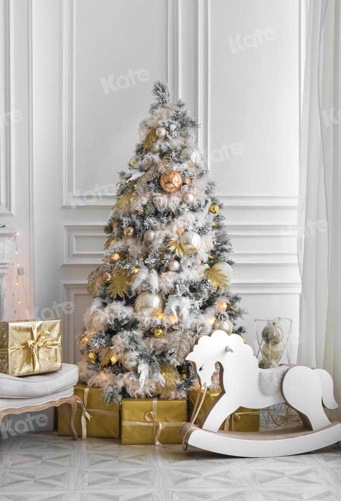 Kate Winter Backdrop Christmas Tree Retro Wall Trojan Horse Designed by Chain Photography - Kate Backdrop AU