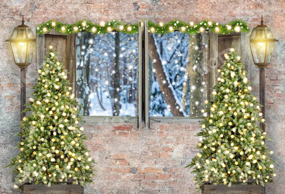 Kate Winter Christmas Backdrop Retro Brick Wall Designed by Chain Photography