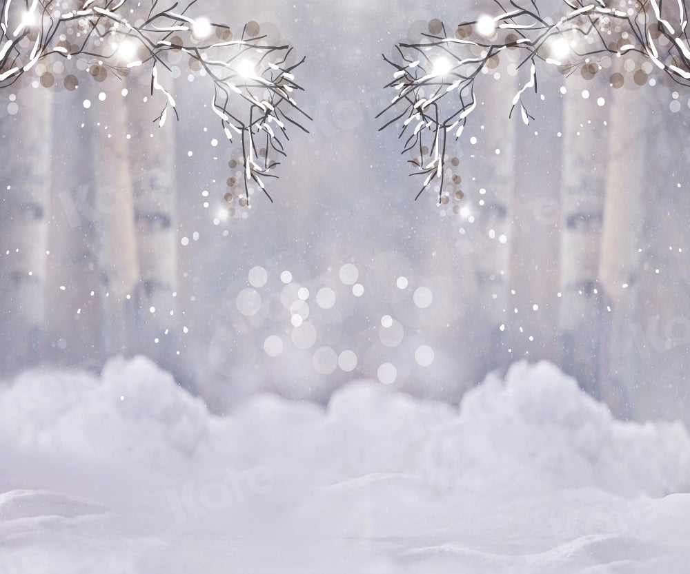 Kate Winter Snow Backdrop Bokeh Tree Silver for Photography - Kate Backdrop AU