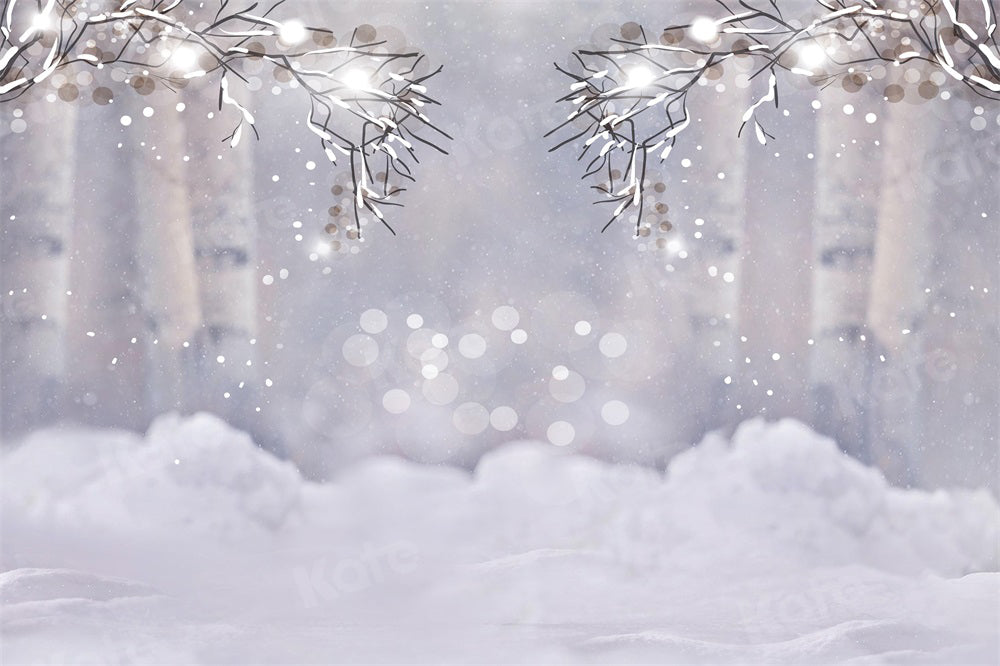 Kate Winter Snow Backdrop Bokeh Tree Silver for Photography
