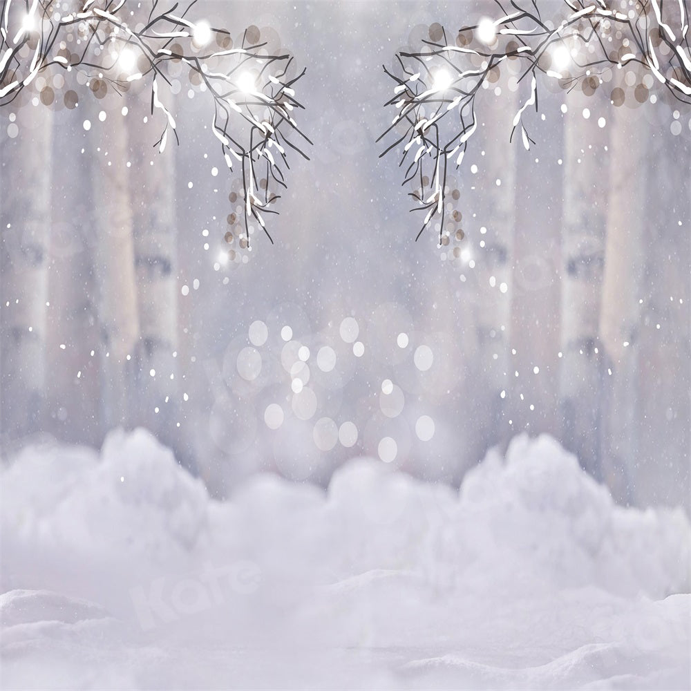 Kate Winter Snow Backdrop Bokeh Tree Silver for Photography - Kate Backdrop AU