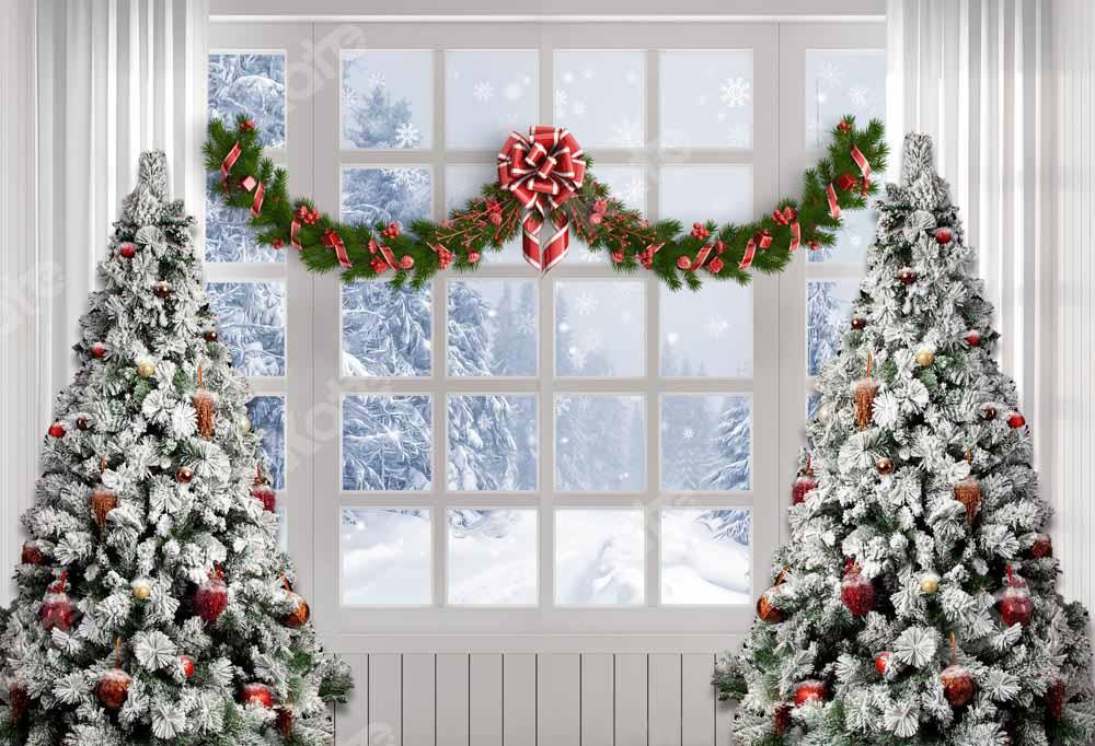 Kate Christmas Tree Winter White Window Backdrop Designed by Chain Photography