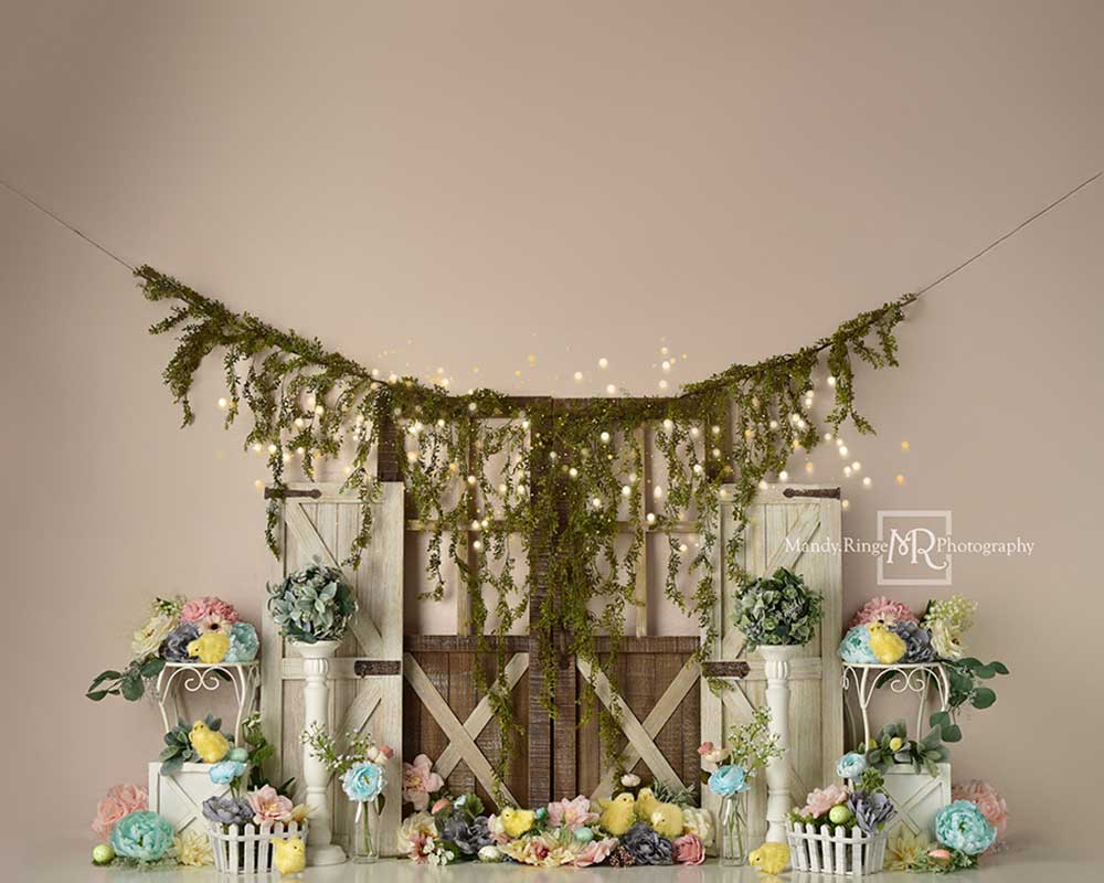 Kate Spring Floral Chicks Backdrop Designed by Mandy Ringe Photography