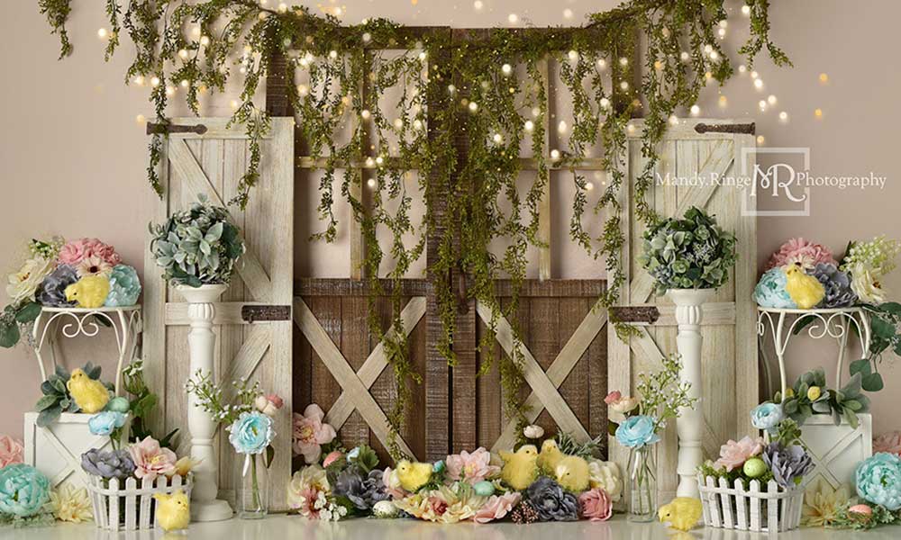 Kate Spring Floral Chicks Backdrop Designed by Mandy Ringe Photography