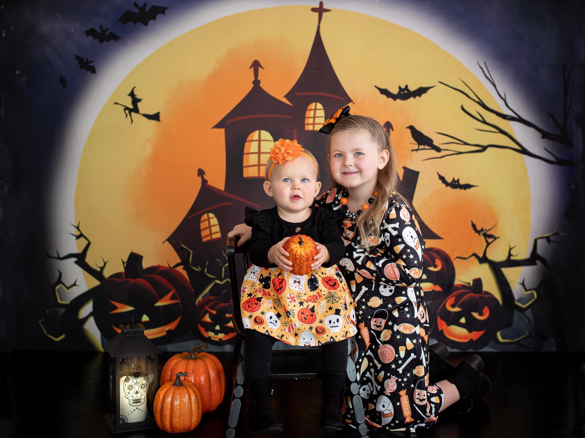 Kate Halloween Backdrop Pumpkins Witch House Designed by Chain Photography - Kate Backdrop AU