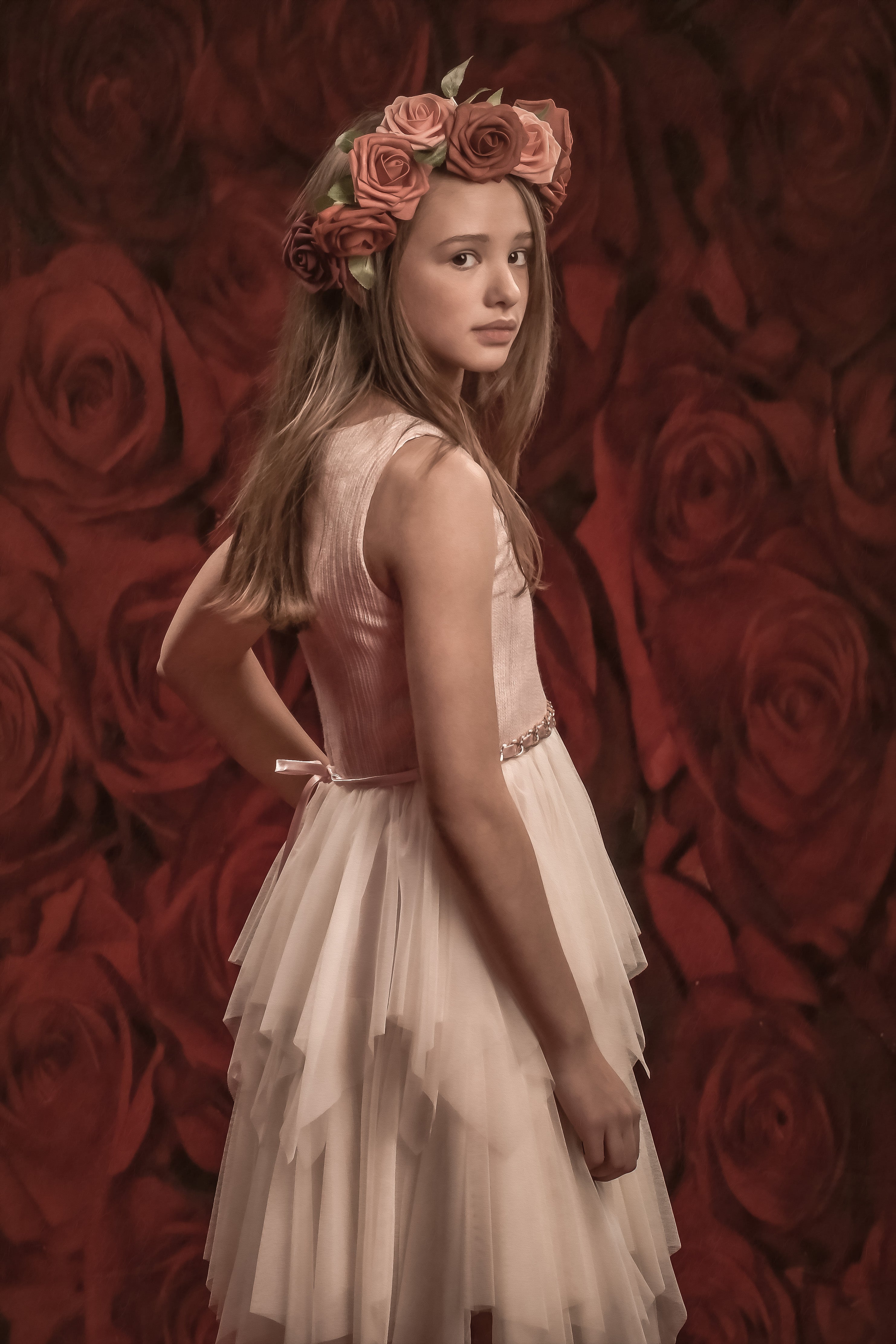 Kate Red Roses Valentine's Day Floral Photography Backdrop - Kate Backdrop AU