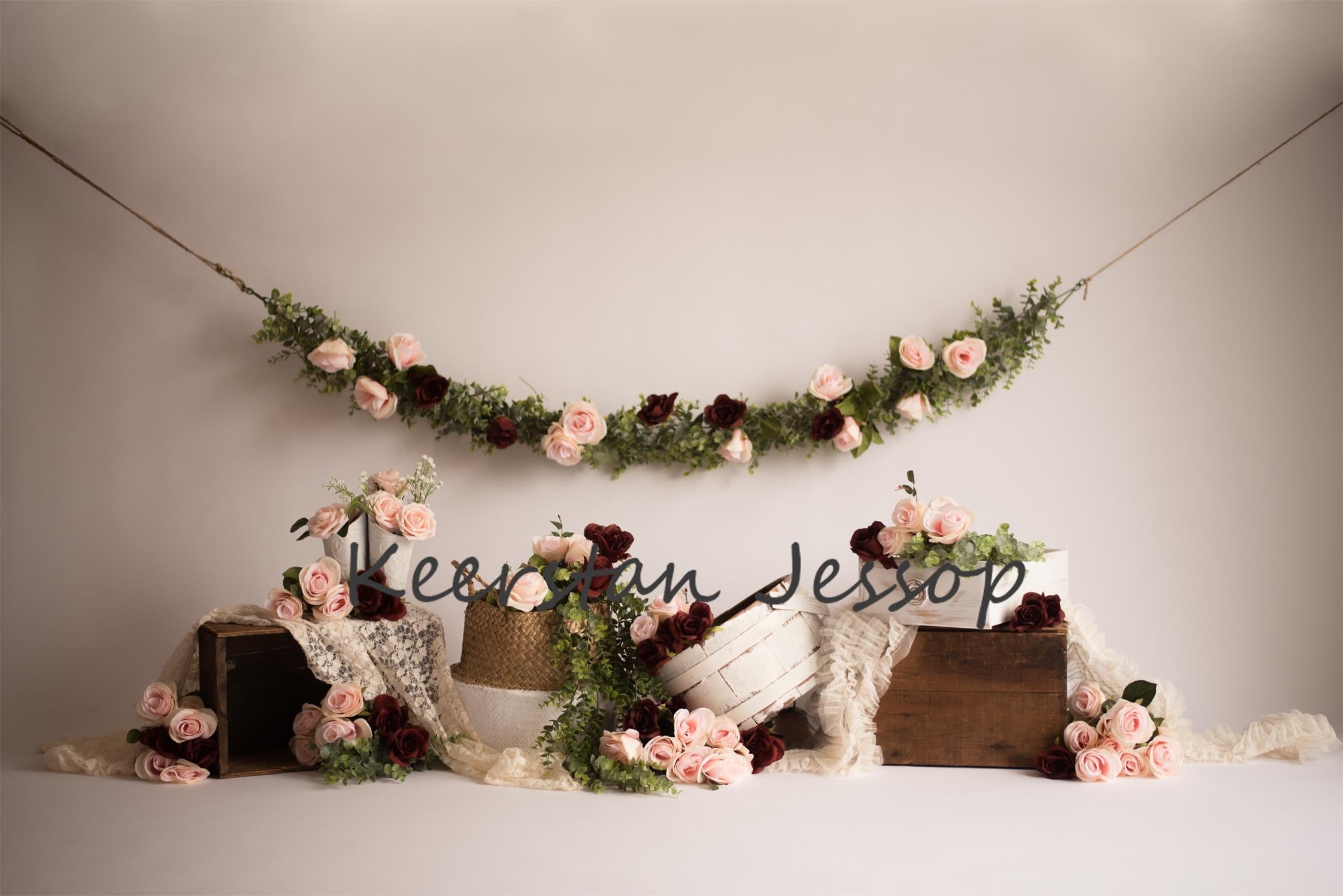 Kate Spring Rose Blooms Floral Backdrop Designed by Keerstan Jessop