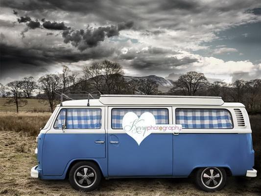 Kate Camping Camper Blue Cloud Hills Backdrop for Photography Designed by Kerry Anderson