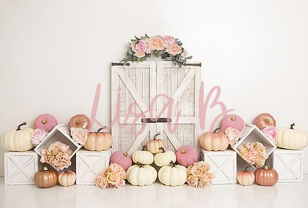 Kate Floral Pumpkin Doors Backdrop Designed by Lisa B - Kate Backdrop AU