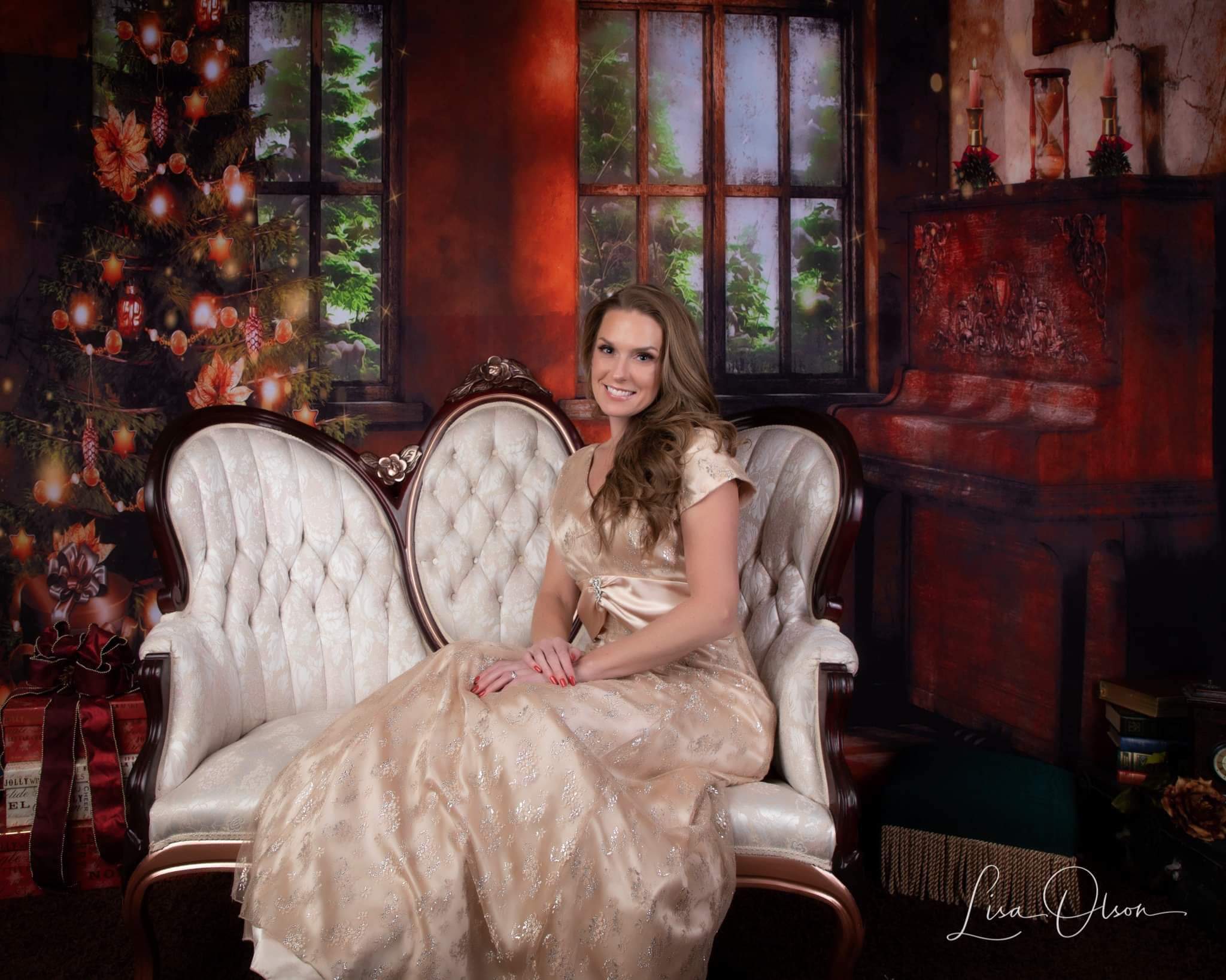 Kate Christmas Tree Photography Backdrop Piano Photo Background