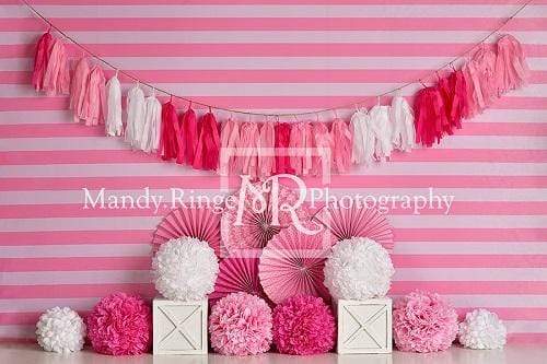 Kate Pink and White Birthday with Stripes Backdrop Designed By Mandy Ringe Photography