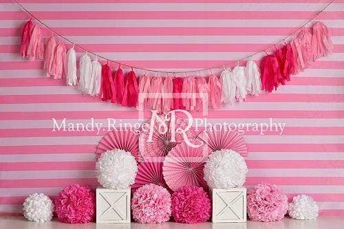 Kate Pink and White Birthday with Stripes Backdrop Designed By Mandy Ringe Photography - Kate Backdrop AU