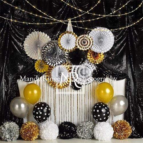 Kate Black and Gold New Year Eve Party Backdrop Designed By Mandy Ringe Photography