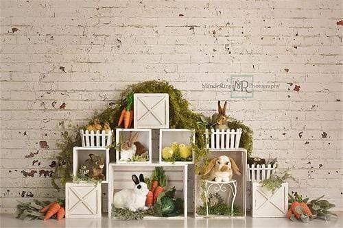 Kate Easter Bunnies with Brick Backdrop Designed By Mandy Ringe Photography
