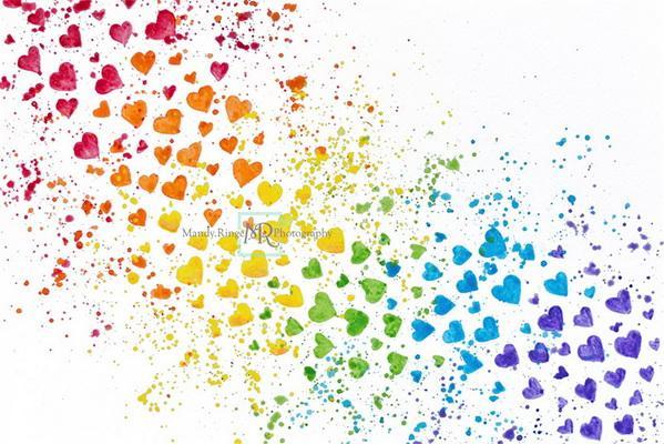 Kate Rainbow Hearts Paint Splatter Backdrop Designed by Mandy Ringe Photography - Kate Backdrop AU