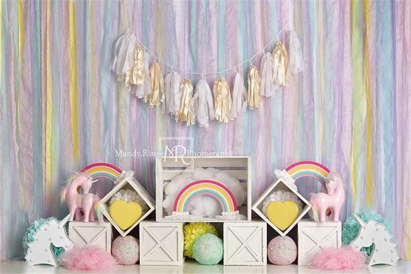 Kate Rainbow Unicorn Birthday Backdrop Designed by Mandy Ringe Photography