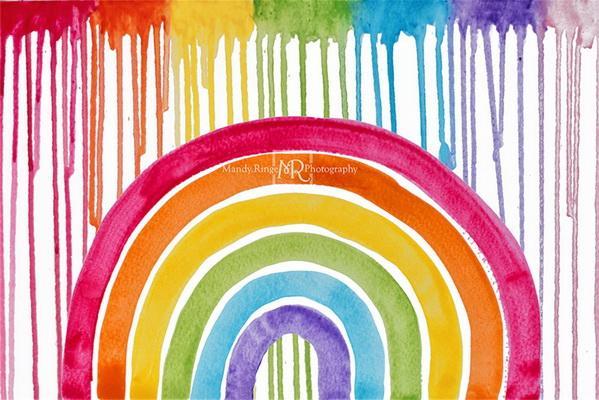 Kate Watercolor Rainbow with Paint Drips Backdrop Designed by Mandy Ringe Photography - Kate Backdrop AU