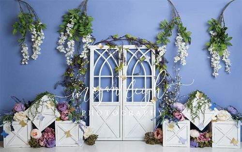 Kate Spring Blue Floral Decoration Backdrop Designed by Megan Leigh Photography