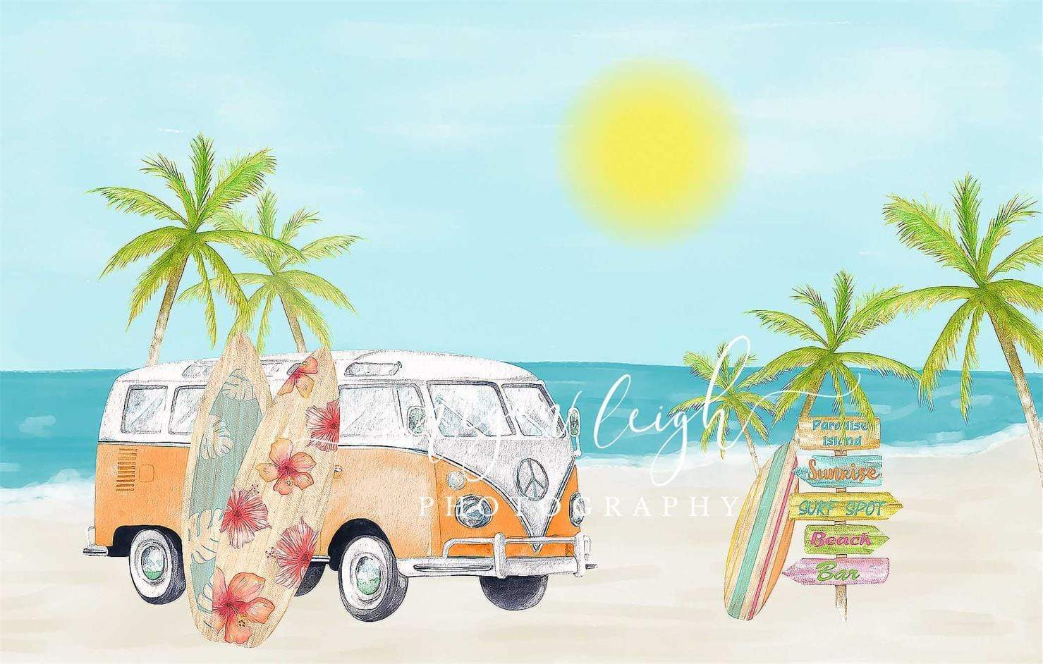 Katebackdrop Kate Beach Van Summer Backdrop Designed by Megan Leigh Photography
