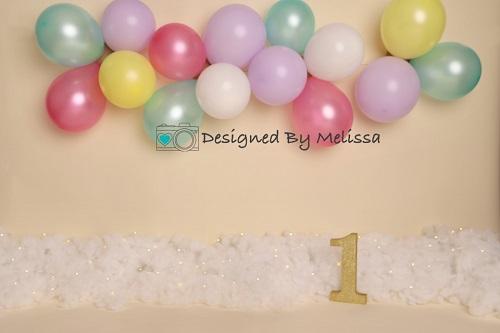 Kate Pastel Balloons Birthday Backdrop Designed by Melissa King - Kate Backdrop AU