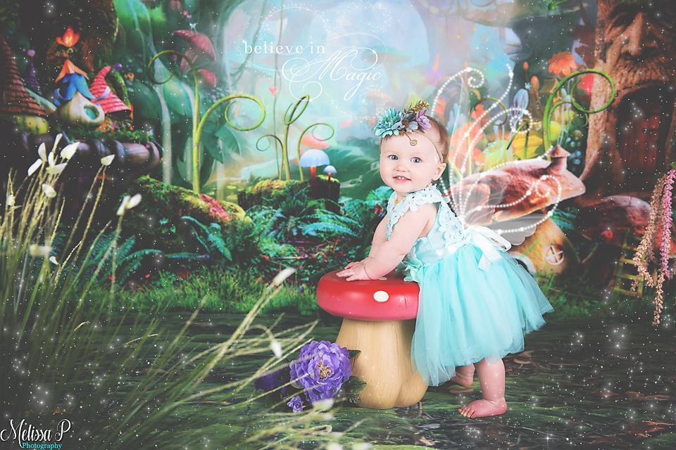 Katebackdrop£ºKate Children Fairy Tale Colorful Forest Disney Mushrooms Backdrops