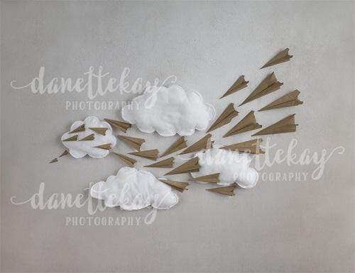 Kate Paper Airplane with Clouds Children Backdrop for Photography Designed by Danette Kay Photography - Kate Backdrop AU