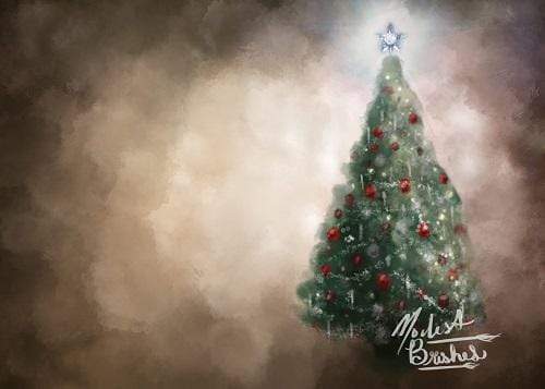 Kate Rustic Christmas Tree Brown Backdrop for Photography Designed by Modest Brushes
