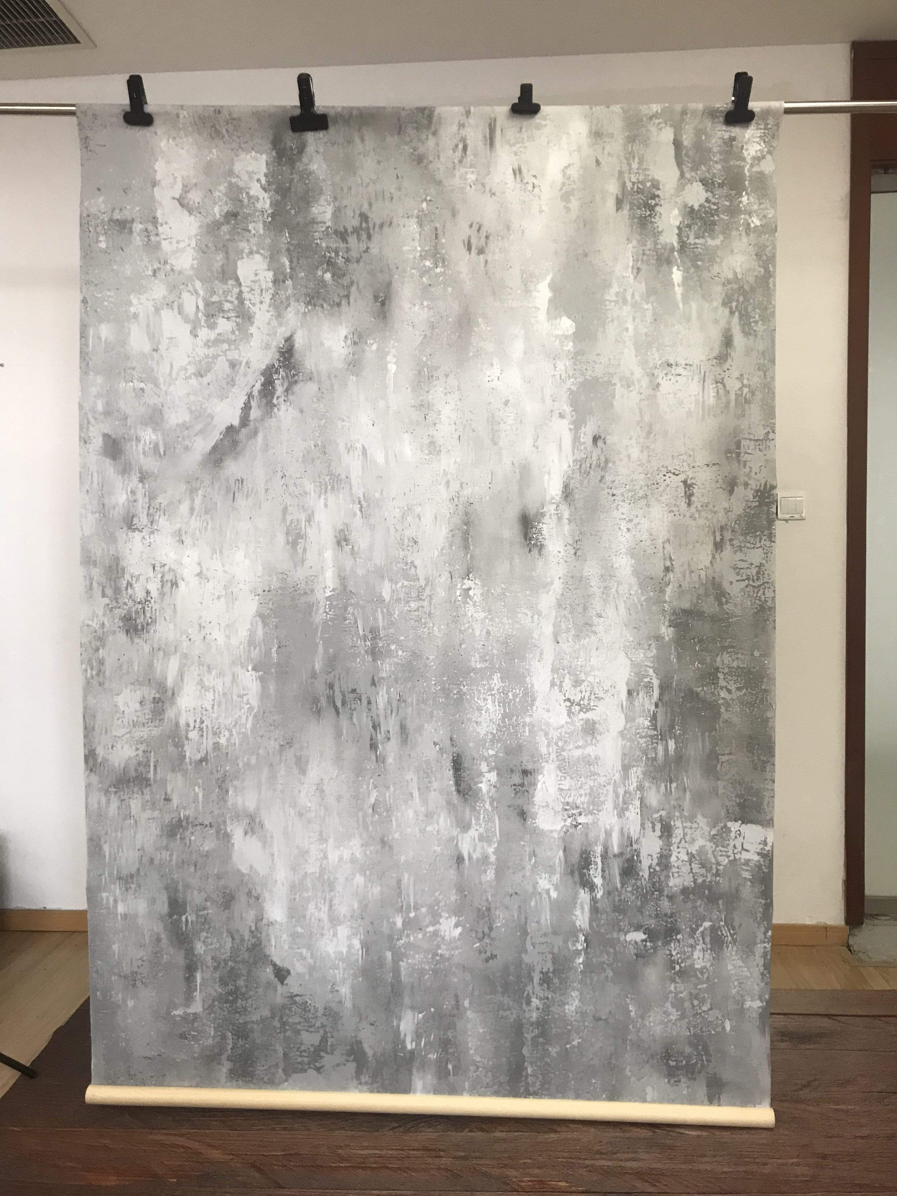 Kate Hand Painted Abstract Texture Bright Grey White Spray Backdrops