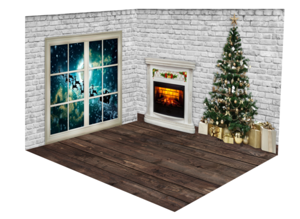 Kate Christmas Brick Fireplace Santa Window room set - Kate Backdrop AU