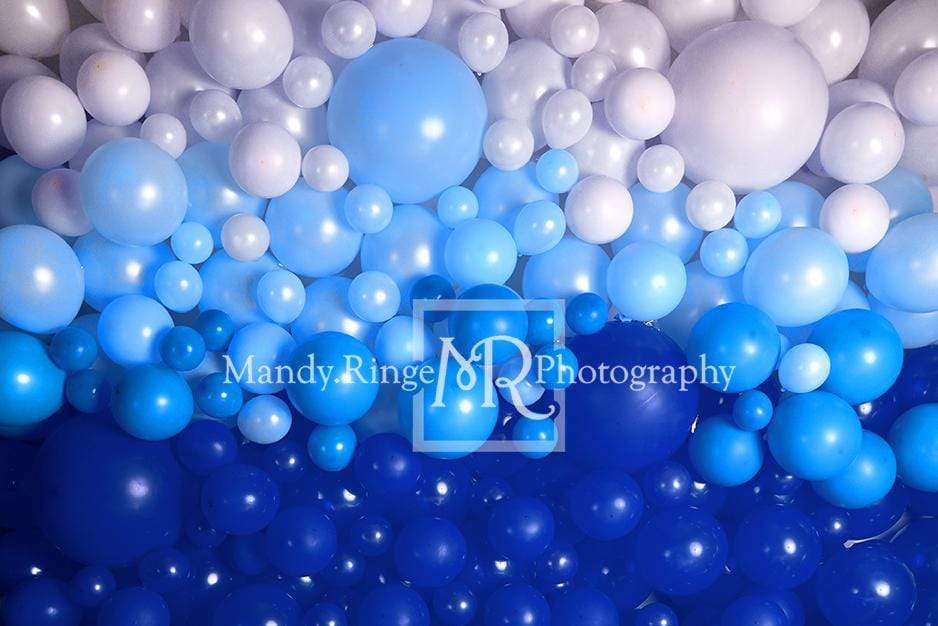 Kate Shades of Blue Balloon Wall Children Backdrop for Photography Designed by Mandy Ringe Photography