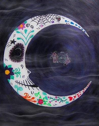 Kate Dark Color Sugar Skull Moon with Fog Backdrop Designed by Leann West