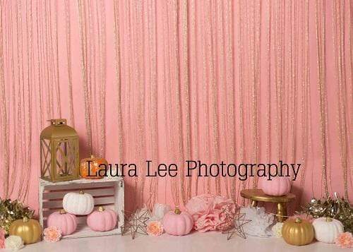 Kate Sweet Fall Pumpkins Thanksgiving Pink Backdrop Designed by Laura Lee Photography