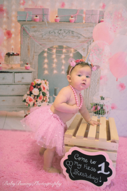 Katebackdrop£ºKate Cake Smash For Party Photography Pink 1st birthday Backdrop Balloons