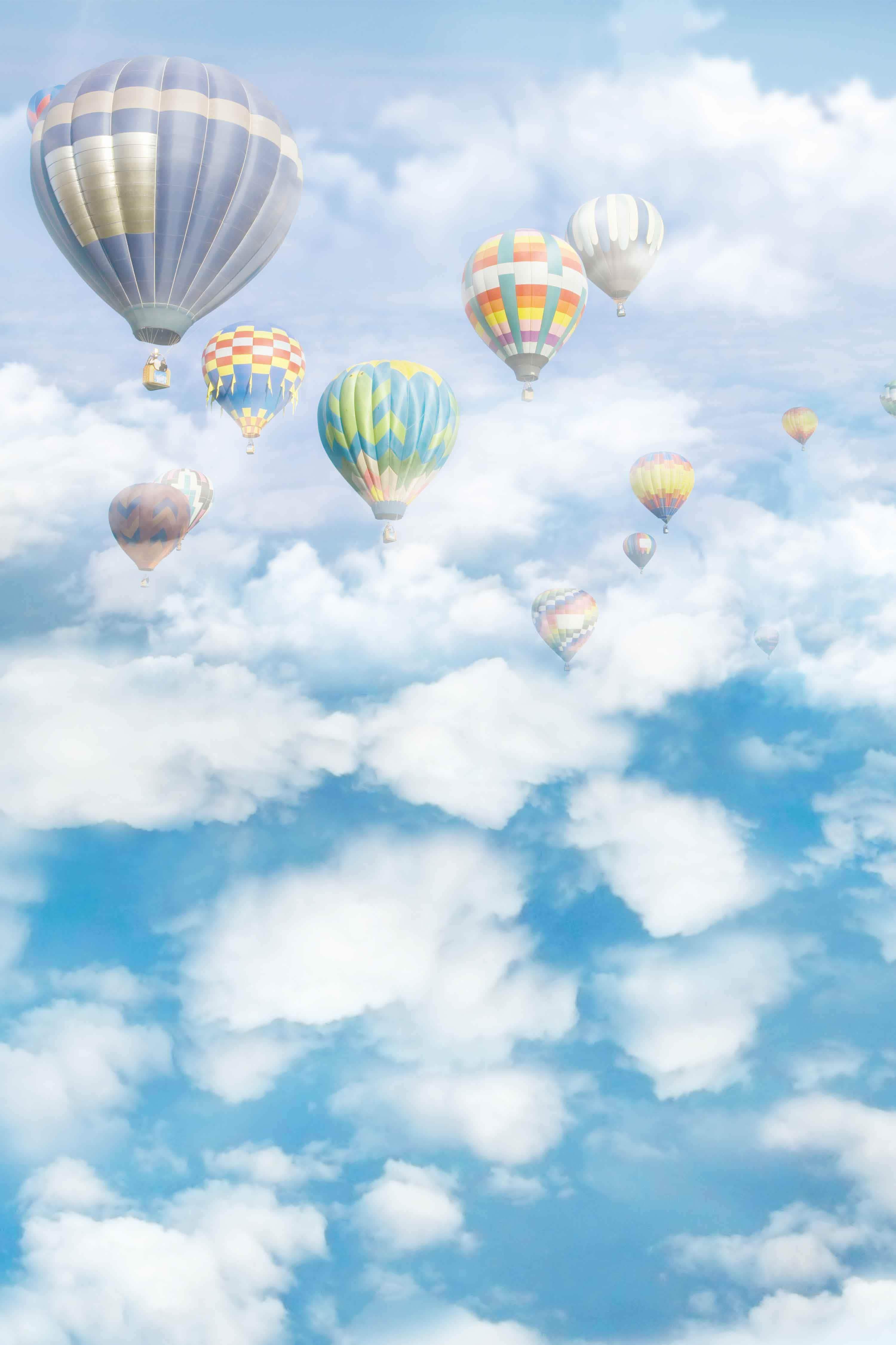 Kate Blue Sky Cloud Hot Air Colored Balloon Backdrop For Children - Kate Backdrop AU
