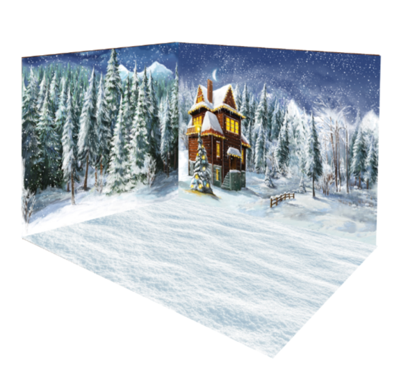 Kate Christmas farm Winter Forest Tree room set - Kate Backdrop AU