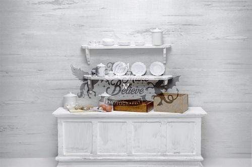 Kate Shabby White Kitchen Backdrop Designed by Mini MakeBelieve