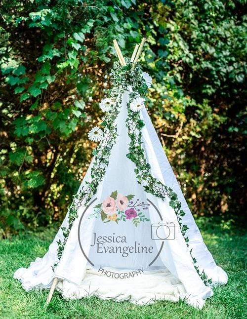 Kate Green Trees White Teepee Children Backdrop Designed by Jessica Evangeline photography - Kate Backdrop AU