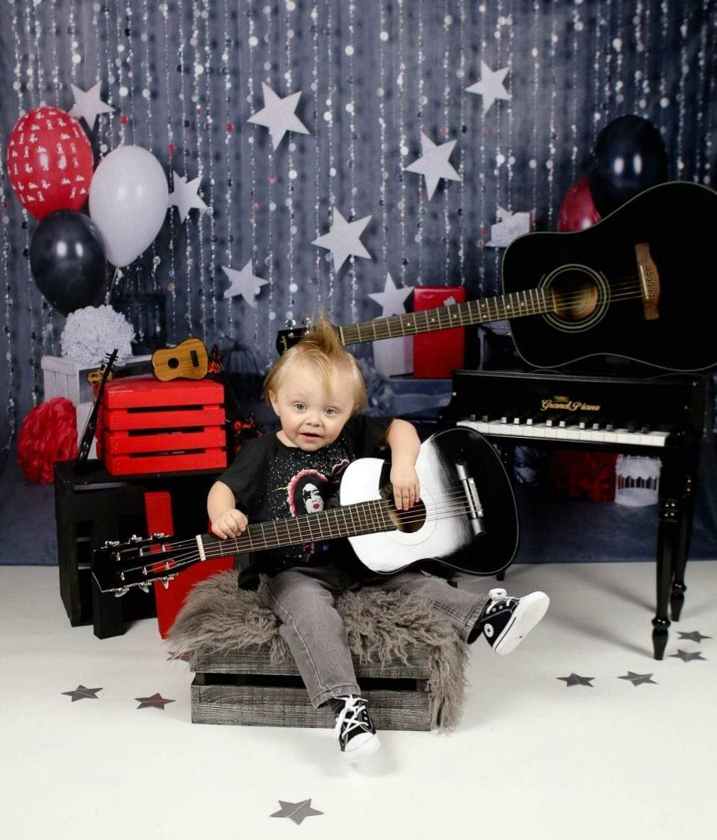 Kate rock star 1st birthday boy Backdrop designed by studio gumot