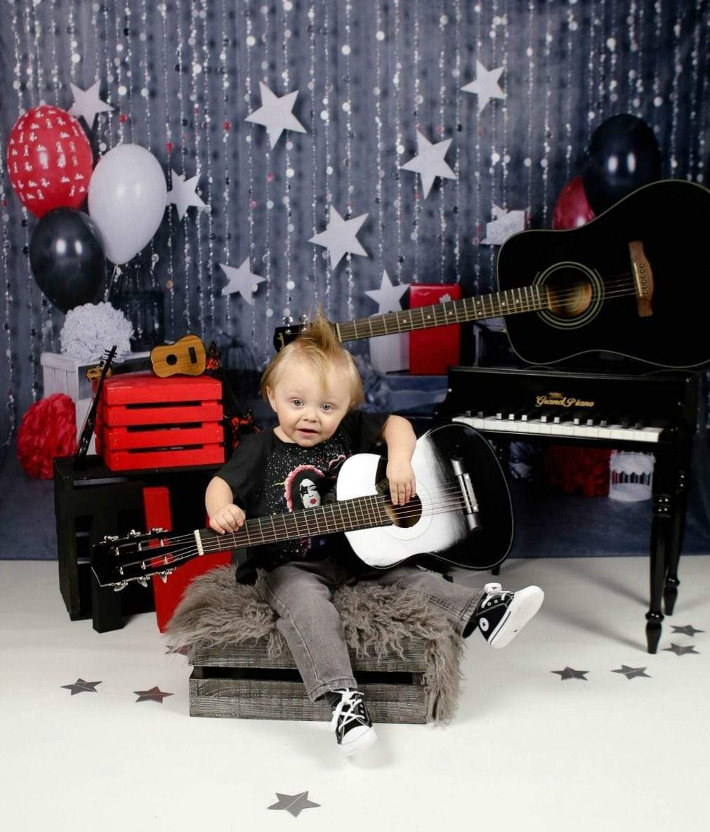 Kate rock star 1st birthday boy Backdrop designed by studio gumot - Kate Backdrop AU