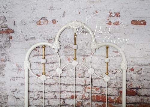 Kate White Headboard Damaged Brick Wall Backdrop Designed by Pine Park Collection