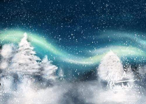 Kate Winter Christmas Aurora Backdrop for Photography Designed by Modest Brushes