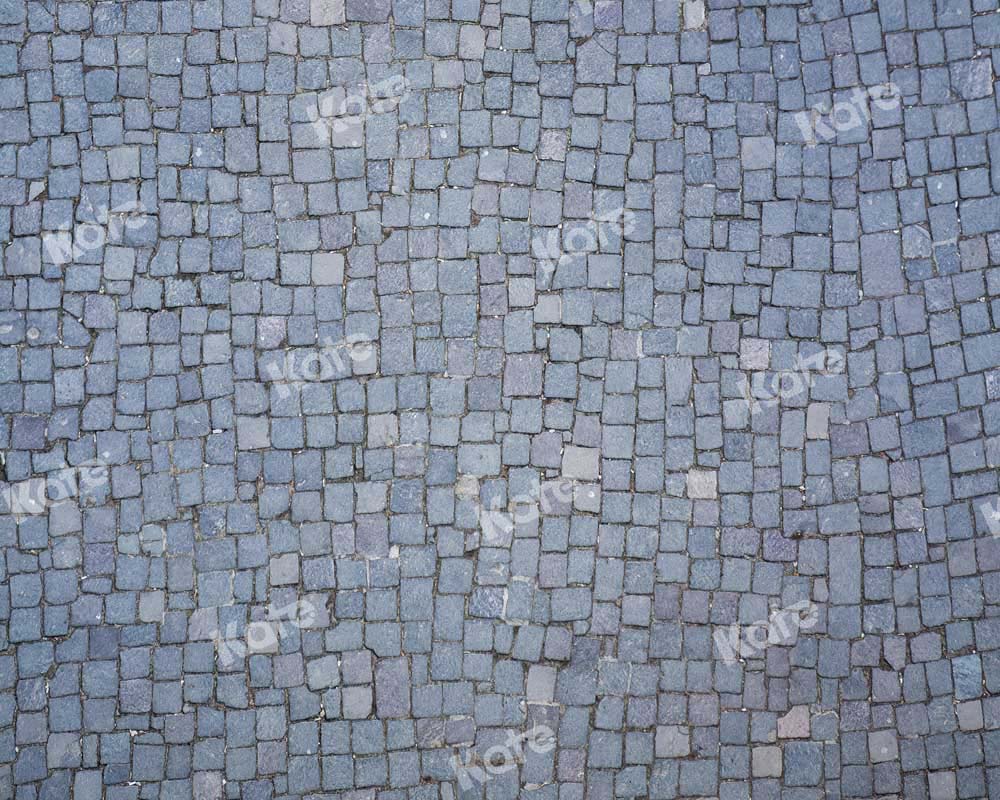 Kate Blue-grey Stone Brick Rubber Floor Mat