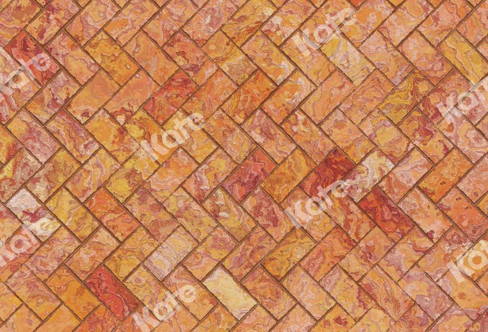 Kate Shabby Wall Orange Rubber Floor Mat Designed by Kate Image - Kate Backdrop AU