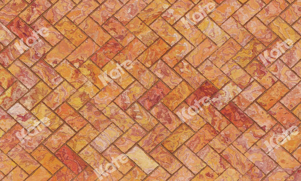 Kate Shabby Wall Orange Rubber Floor Mat Designed by Kate Image - Kate Backdrop AU