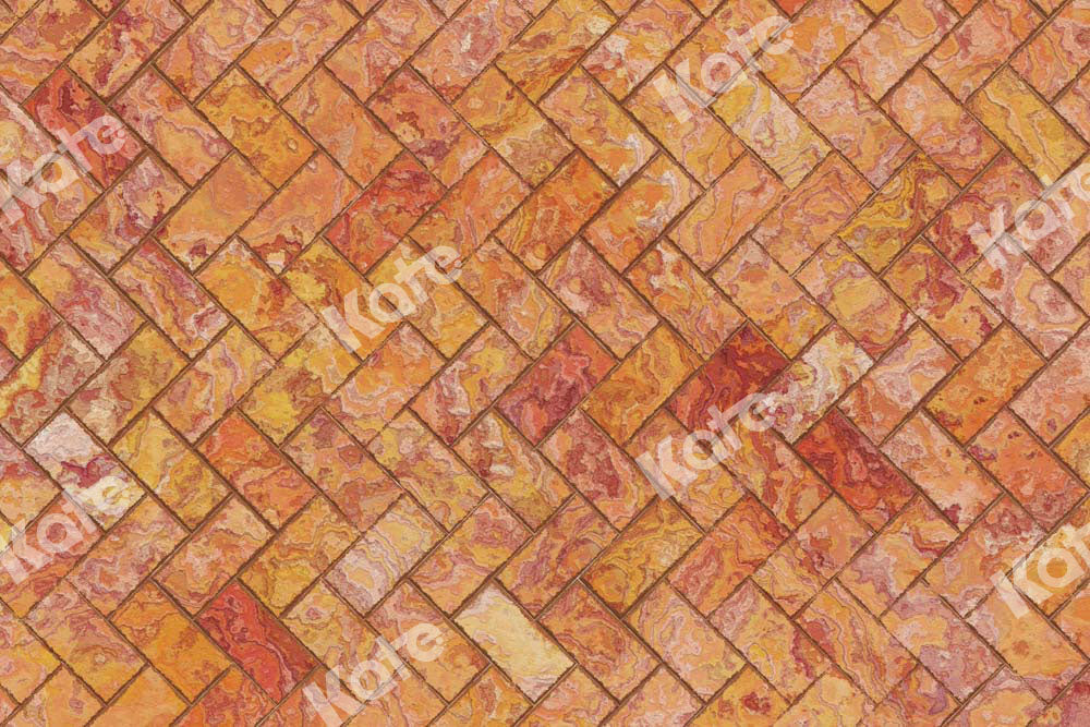 Kate Shabby Wall Orange Rubber Floor Mat Designed by Kate Image - Kate Backdrop AU