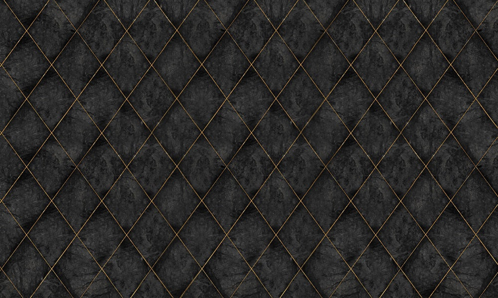 Kate Dark Grid Golden Lines Rubber Floor Mat