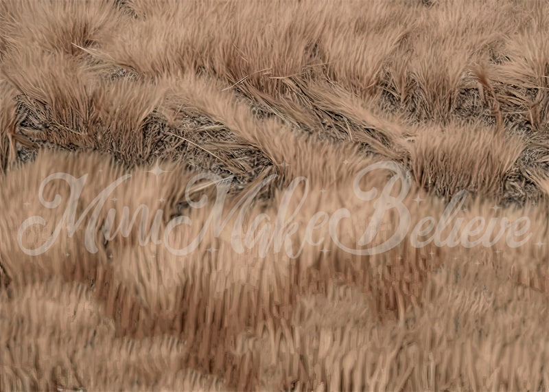 Kate Fine Art Painterly Brown Dried Grass Boho Rubber Floor Mat for Photography designed by Mini MakeBelieve