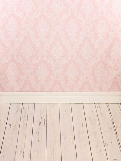 Katebackdrop£ºKate Children Pink Wall Pattern Backdrops Photography White/Cream Wood Flooring