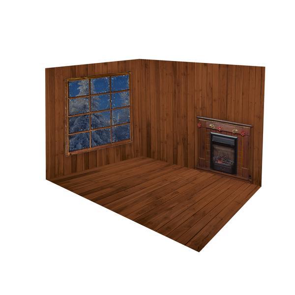 Kate Christmas Dark wood Fireplace Window room set